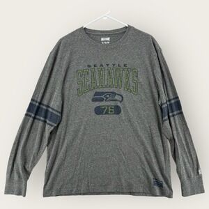 Seattle Seahawks Shirt Mens XL Long Sleeve Cotton Gray Tailgate NFL Football